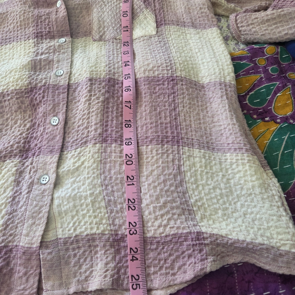 Plaid Button Down Shirt - Pink and Cream